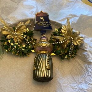 Gold and Green Holiday Ornament